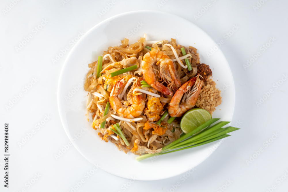 Pad Thai - stir-fried rice noodles with .shrimp - Thai food style