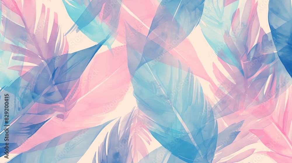 A beautiful watercolor painting of pink and blue feathers A beautiful watercolor painting of pink and blue feathers