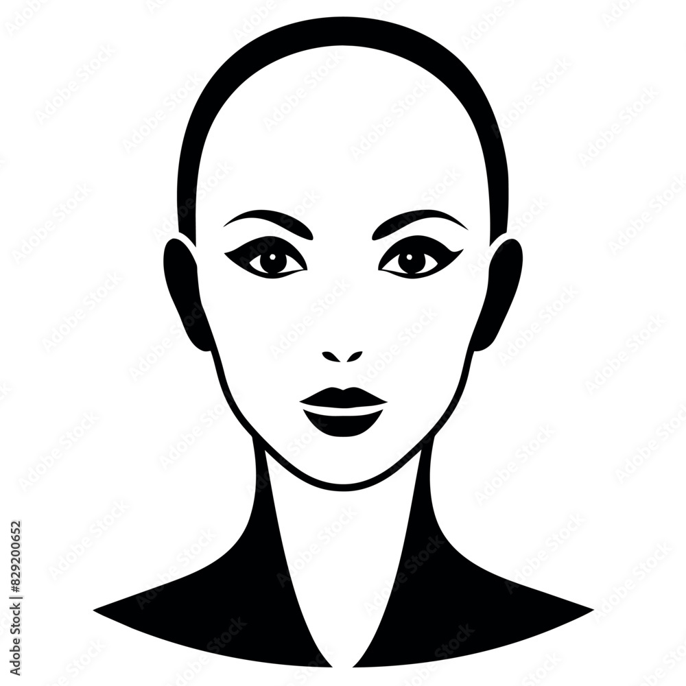 A bald head face vector silhouette, a beautiful woman face silhouette A bald head face vector silhouette, a beautiful woman face silhouette