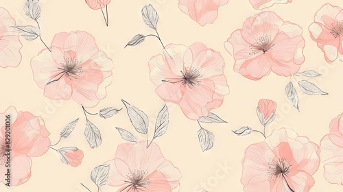 delicate pink floral pattern on pastel background seamless botanical print design vector illustration