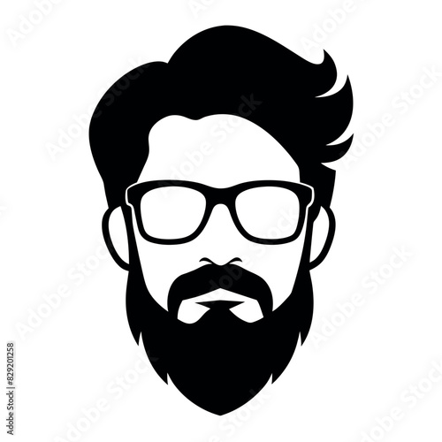 a vintage man face vector silhouette , a face with beard and sunglass silhouette