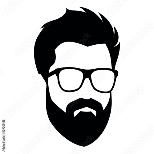 a vintage man face vector silhouette , a face with beard and sunglass silhouette