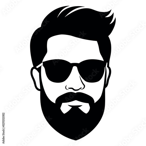 a vintage man face vector silhouette   a face with beard and sunglass silhouette