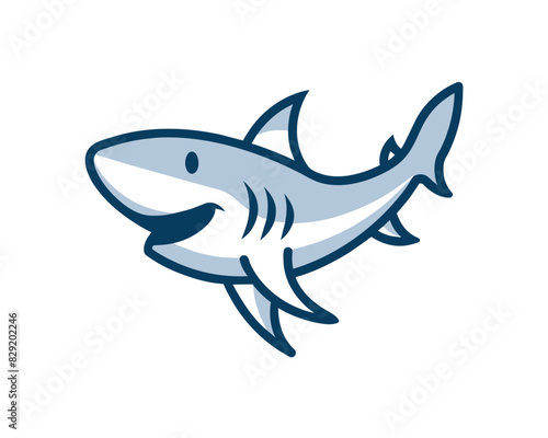 cute shark cartoon logo vector icon illustration