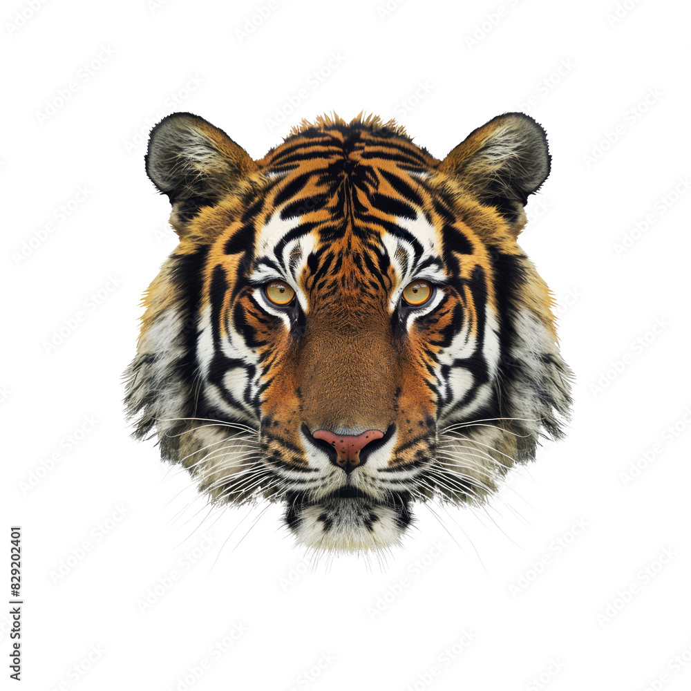 Tiger Head With Piercing Eyes , Isolated On Transparent Background, For Design And Printing Tiger Head With Piercing Eyes , Isolated On Transparent Background, For Design And Printing