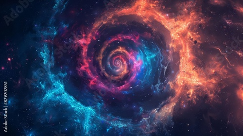 luminous spiral texture on dark starry background abstract digital art