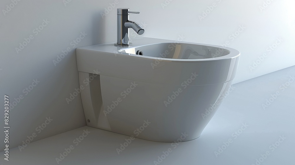 High-quality image of a sleek bidet with a modern design, isolated on a white studio background High-quality image of a sleek bidet with a modern design, isolated on a white studio background