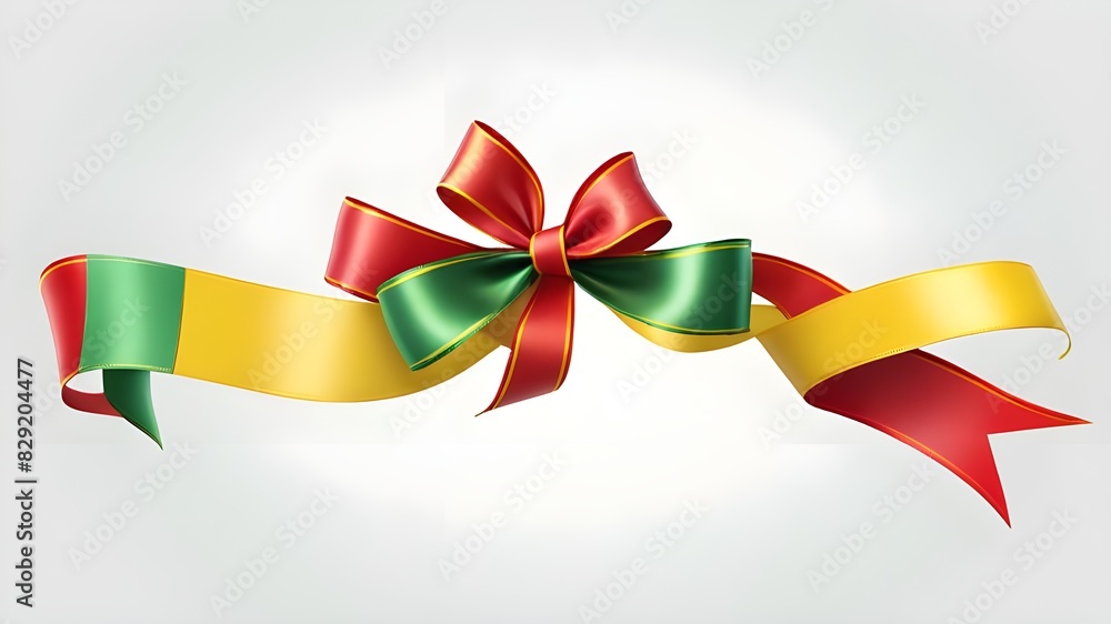 green yellow red party ribbon banner isolated on transparent background ...
