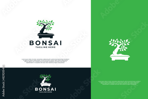 Simple Japan bonsai logo design.