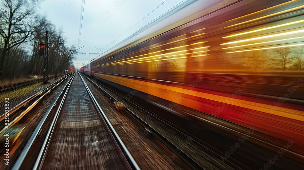 Motion blur of fast moving train
