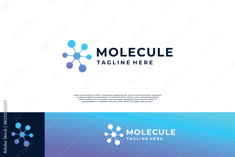 Atom molecule logo design. Dot connection logo Atom molecule logo design. Dot connection logo