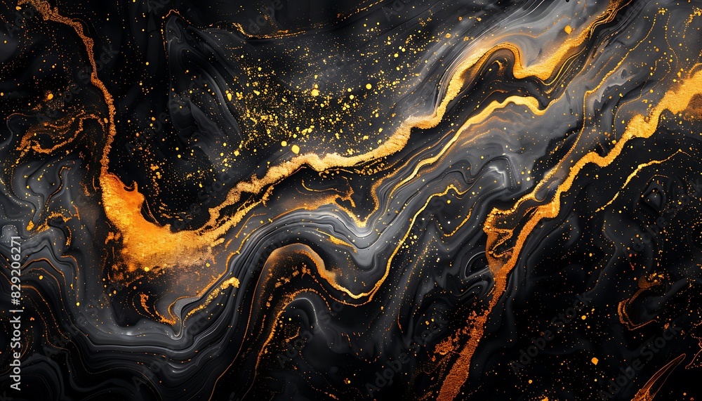 Gold Abstract on Black Marble Background Gold Abstract on Black Marble Background