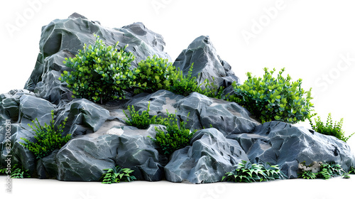 cut-out rock surrounded by flowers