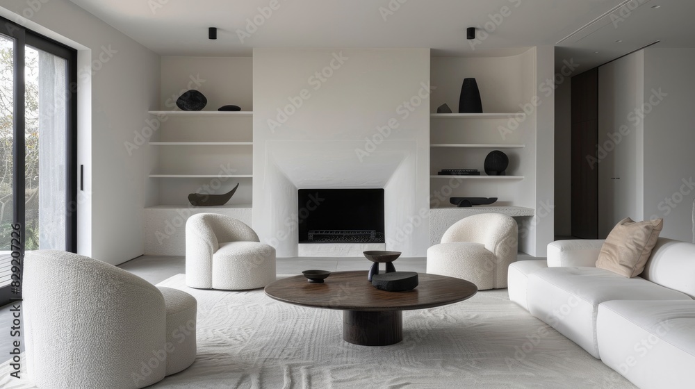 Clean and minimalist interior design featuring white walls and neutral furnishings, creating an elegant and timeless aesthetic for residential and commercial spaces. Clean and minimalist interior design featuring white walls and neutral furnishings, creating an elegant and timeless aesthetic for residential and commercial spaces.