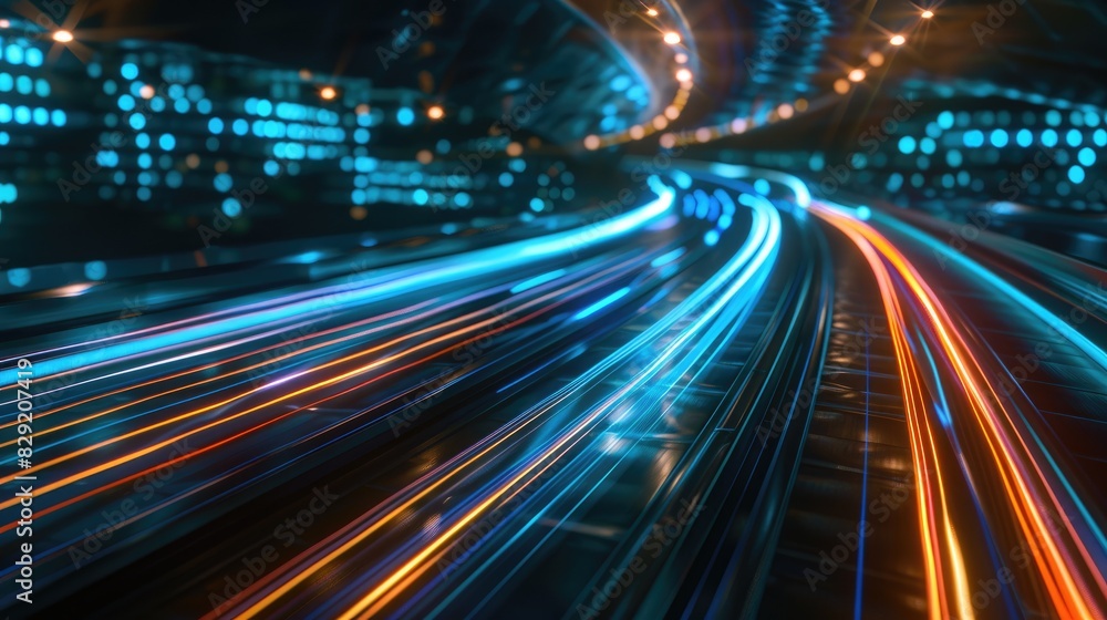 Dynamic high-speed data network with slick, glossy, and glowing lines of light Dynamic high-speed data network with slick, glossy, and glowing lines of light