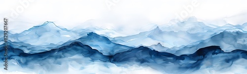 blue watercolor wave on white background