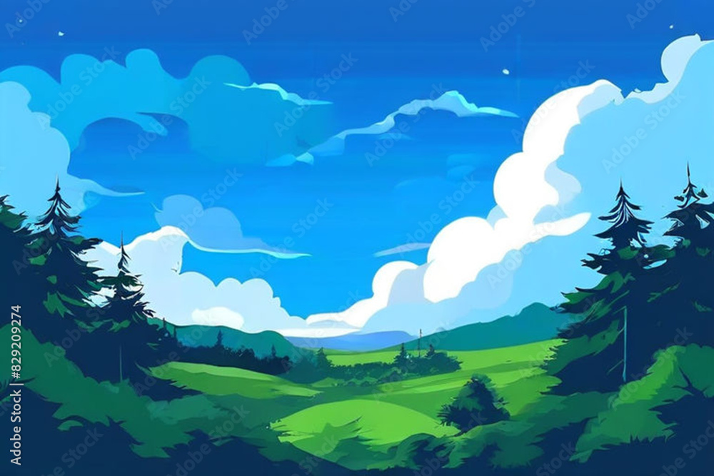 Fototapeta premium landscape with mountains and clouds