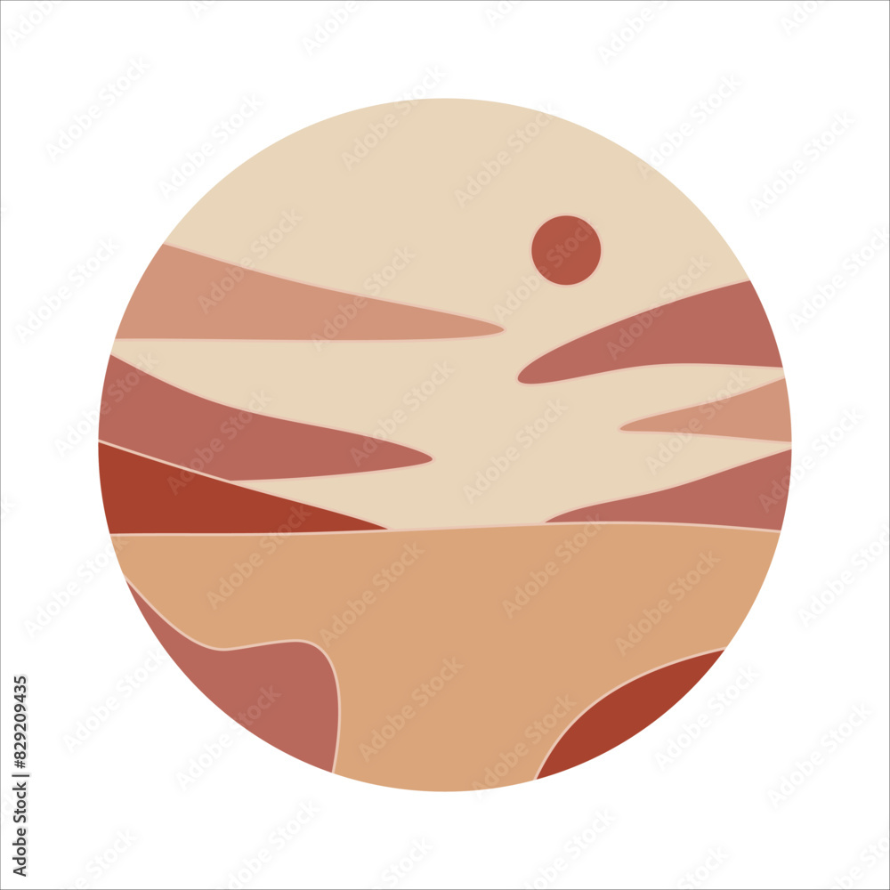 Circle mountain landscape background vector element Circle mountain landscape background vector element
