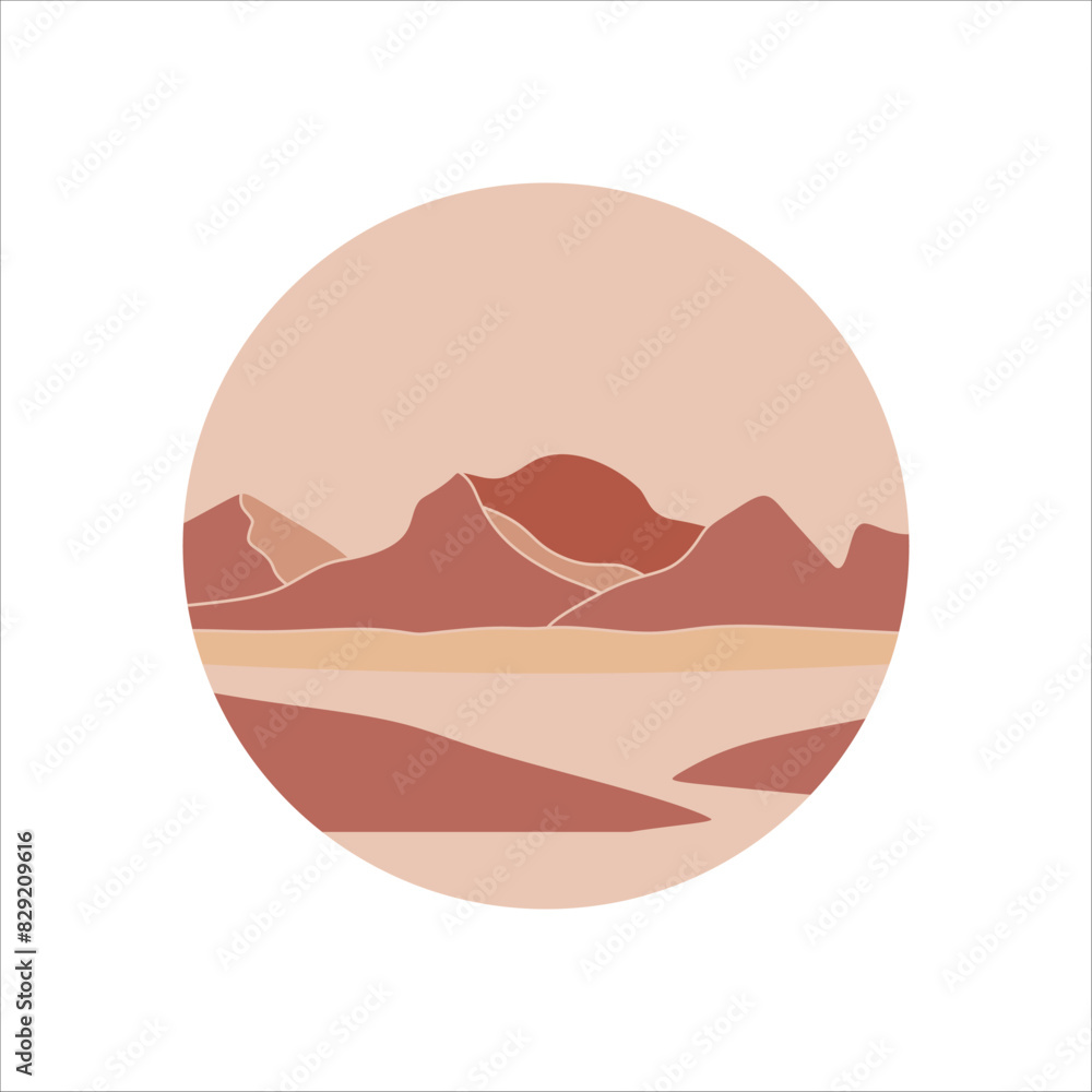 Circle mountain landscape background vector element Circle mountain landscape background vector element
