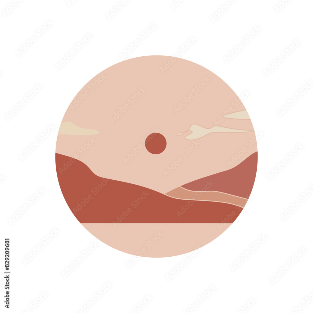 Circle mountain landscape background vector element Circle mountain landscape background vector element