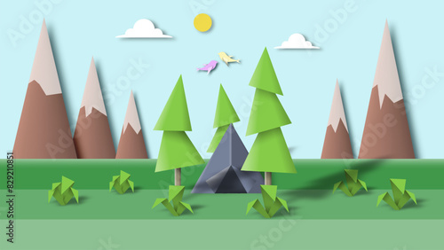 Landscape with a tent on a ...