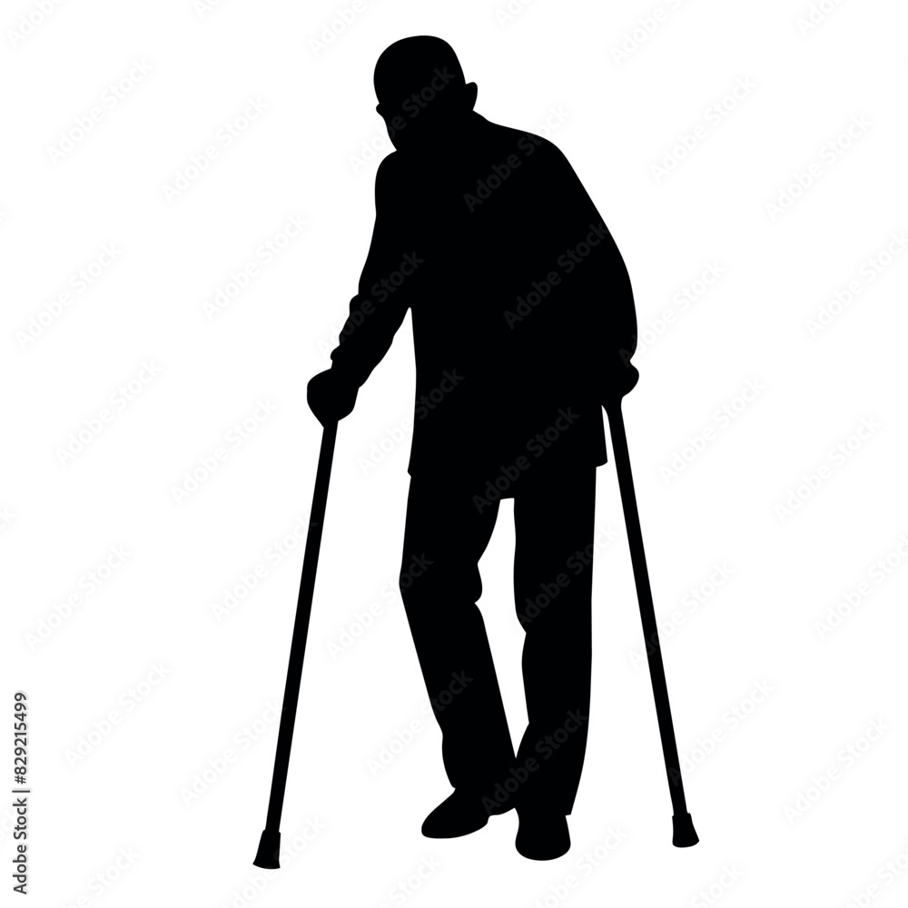 A old man stand with two cane holding with hands, A Grandpa walking with cane vector silhouette isolated white background A old man stand with two cane holding with hands, A Grandpa walking with cane vector silhouette isolated white background