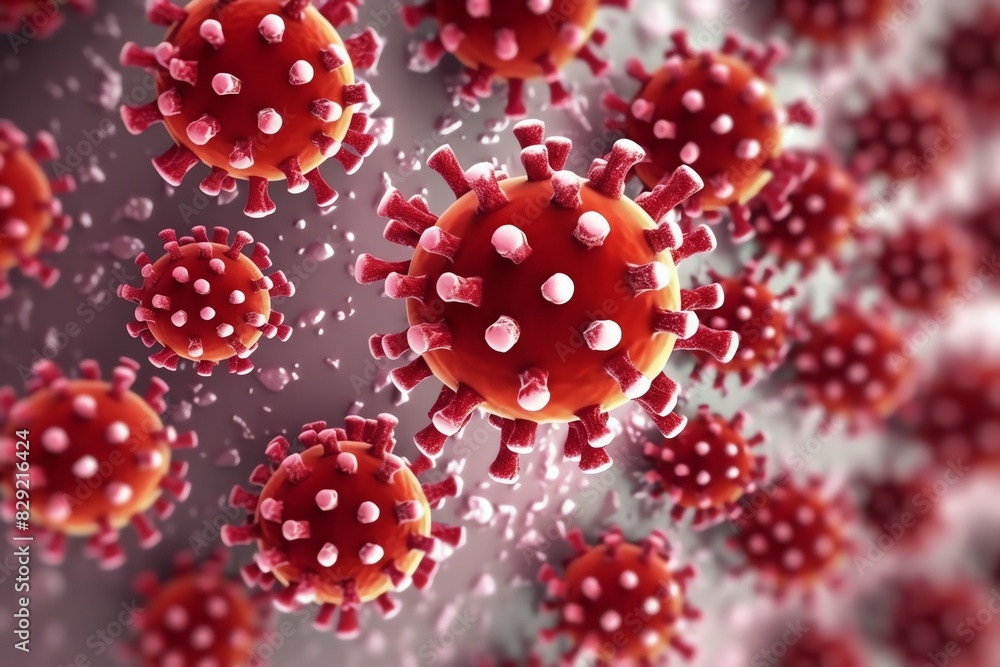 3D render of a medical with virus cells bacteria. Multiple realistic coronavirus particles floating 3D render of a medical with virus cells bacteria. Multiple realistic coronavirus particles floating