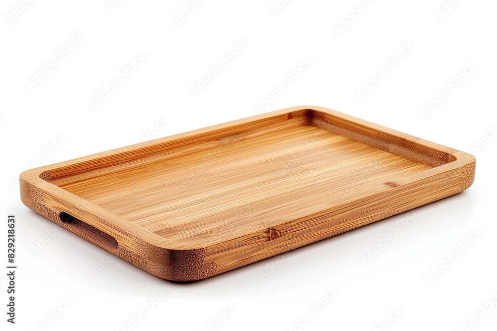 Eco-friendly bamboo serving tray on a pristine white background Eco-friendly bamboo serving tray on a pristine white background