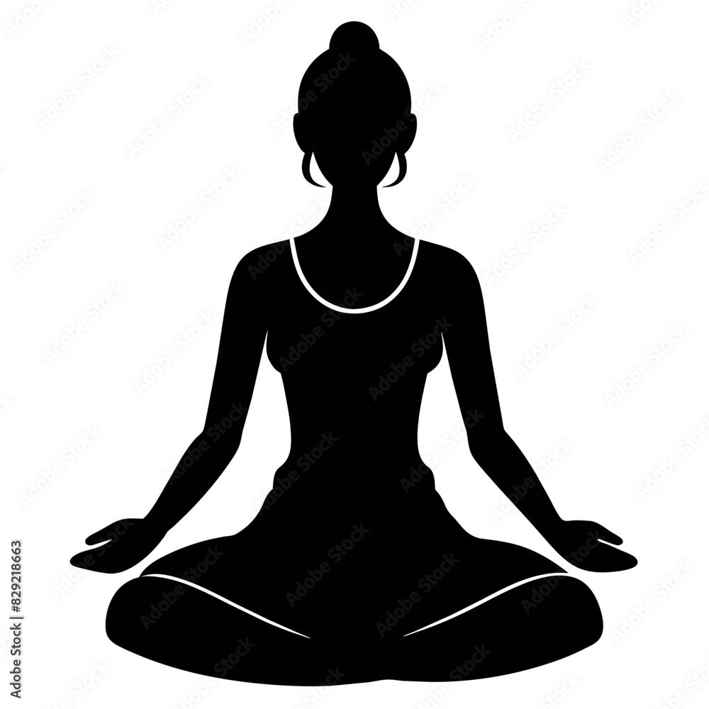 A rural Cultural woman doing yoga at home vector silhouette, white background A rural Cultural woman doing yoga at home vector silhouette, white background