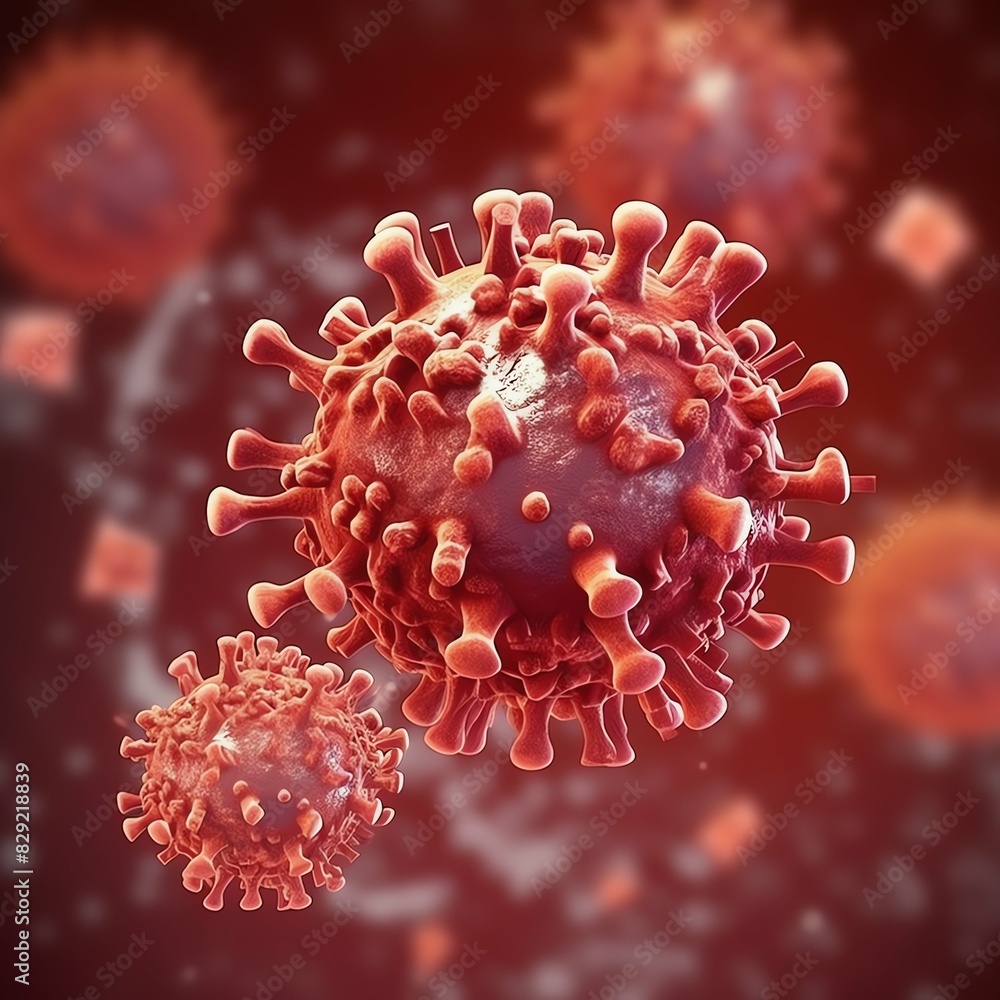 3D render of a medical with virus cells bacteria. Multiple realistic coronavirus particles floating 3D render of a medical with virus cells bacteria. Multiple realistic coronavirus particles floating