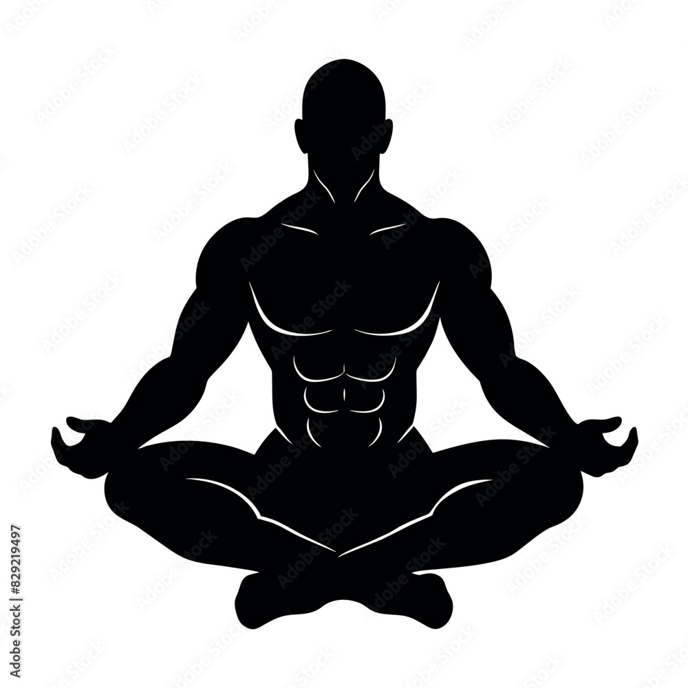 A body Builder Doing Yoga sitting on the ground vector silhouette, white background A body Builder Doing Yoga sitting on the ground vector silhouette, white background