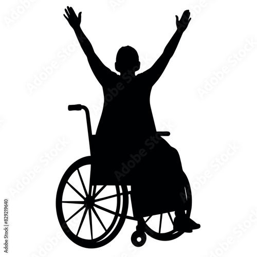 a disable old woman sitting on the wheel chair vector silhouette