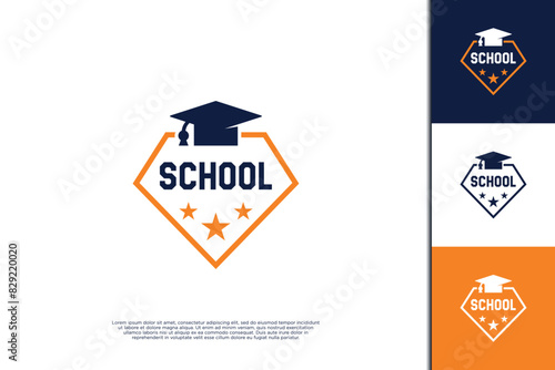 School badge logo design. University institute logo with diamond shape emblem