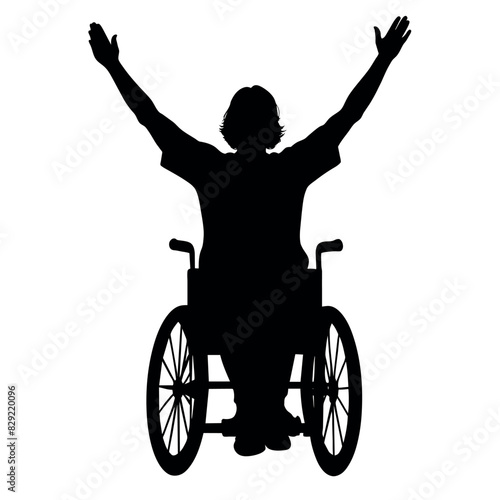 a disable old woman sitting on the wheel chair vector silhouette
