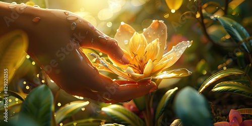A gardener nurtures a delicate flower, making sure it has enough sunlight, water, and nutrients to thrive. photo