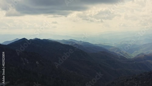 Aerial view of Blue Ridge Mountains outside of Asheville North Carolina photo