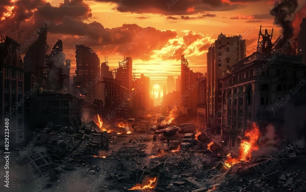 Apocalyptic Cityscape at Sunset Apocalyptic Cityscape at Sunset