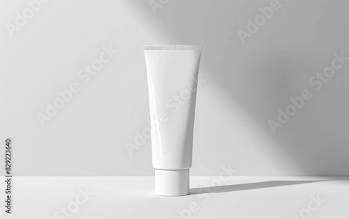 Blank Cosmetic Tube with Shadow on White Background