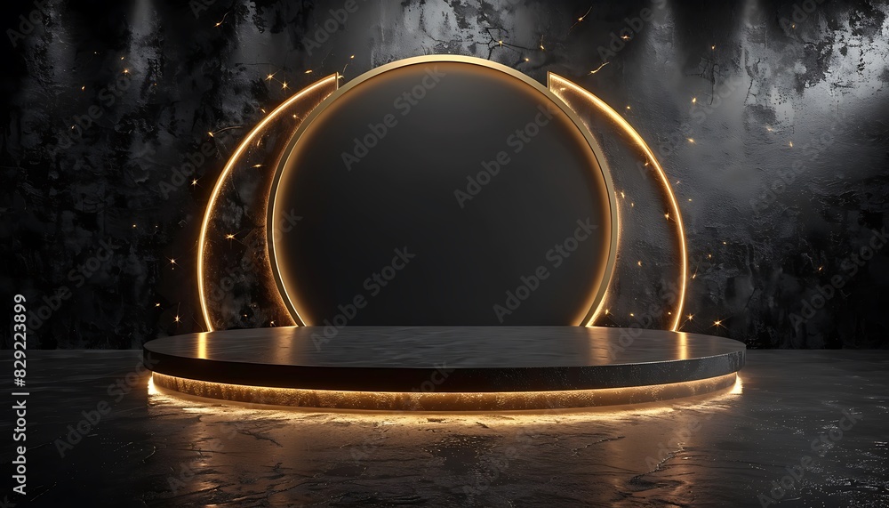 Black and Gold Podium for Product Presentation Black and Gold Podium for Product Presentation