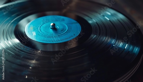 blue labeled vinyl record isolated