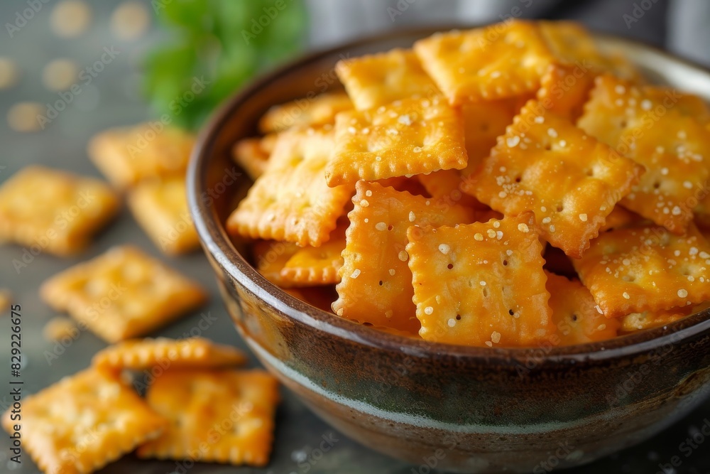 Cheese crackers in a salty cheddar bowl Cheese crackers in a salty cheddar bowl