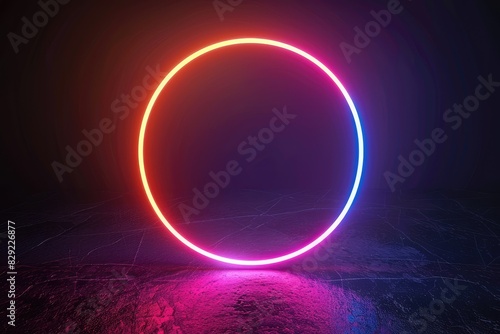 Wallpaper Mural Neon light effect in circles on a black background Torontodigital.ca