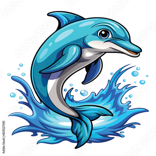 Realistic funny dolphin for vector design