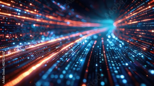 Wallpaper Mural Abstract Technology Background with Dynamic Light Trails and Colorful Dots Torontodigital.ca