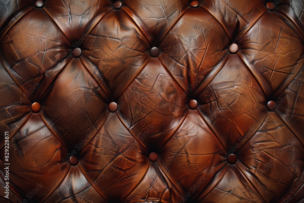 Fototapeta premium Close up of brown leather texture on couch