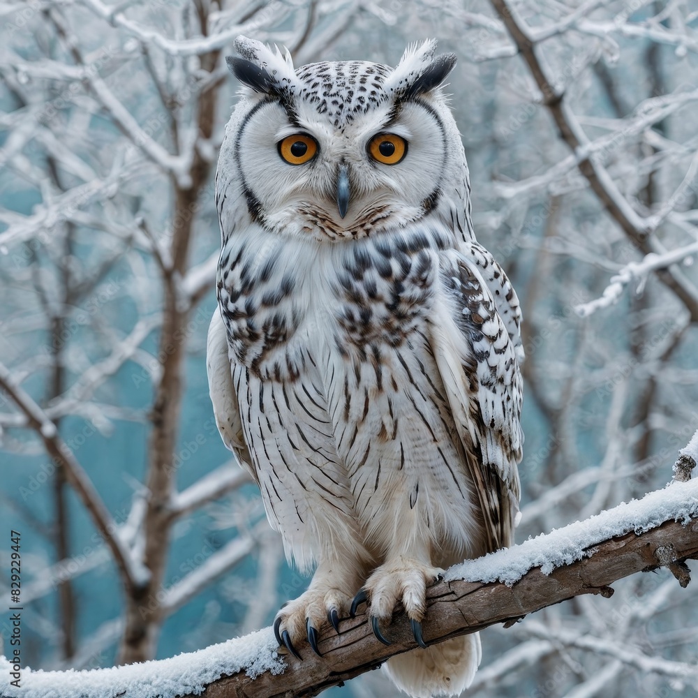 Snowy Owl Perched on a Branch Snowy Owl Perched on a Branch