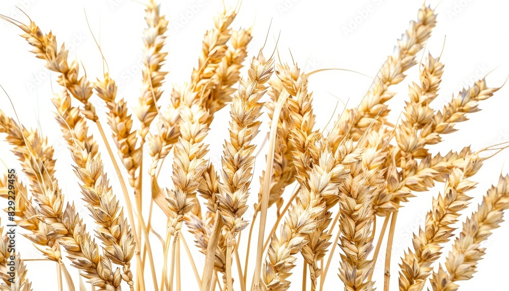 Close up of ripe ears of wheat plant on white background Close up of ripe ears of wheat plant on white background