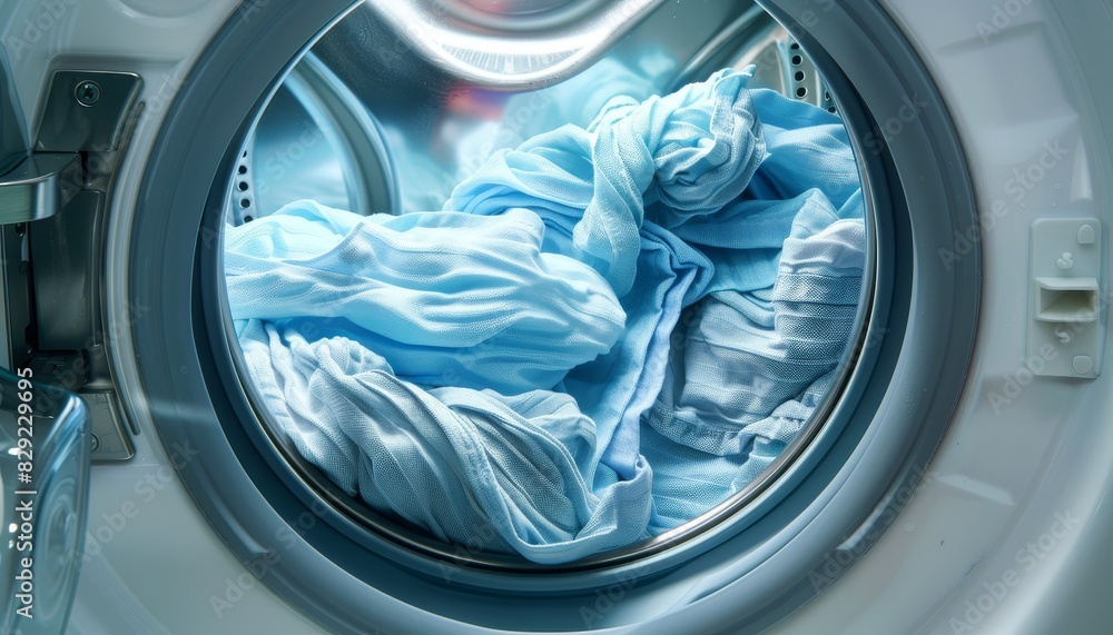 Close up of washing machine and clothes Close up of washing machine and clothes