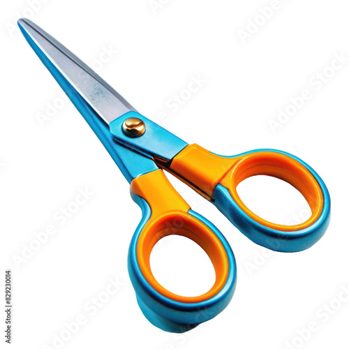 Scholar items in vibrant colours .Scissors for school supplies Generated by AI. Back to school concept Isolated. School material in bright colours. White or transparent background