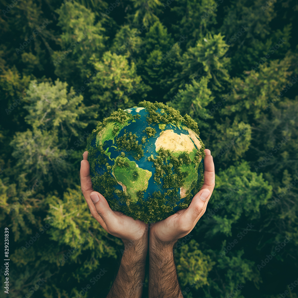 Aerial top view green forest with earth green planet. Aerial top view green forest with earth green planet.